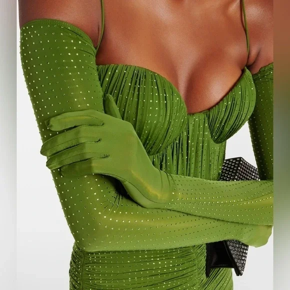 Alex Perry Embellished Ruched Jersey Mini Dress - Picture 6 of 6